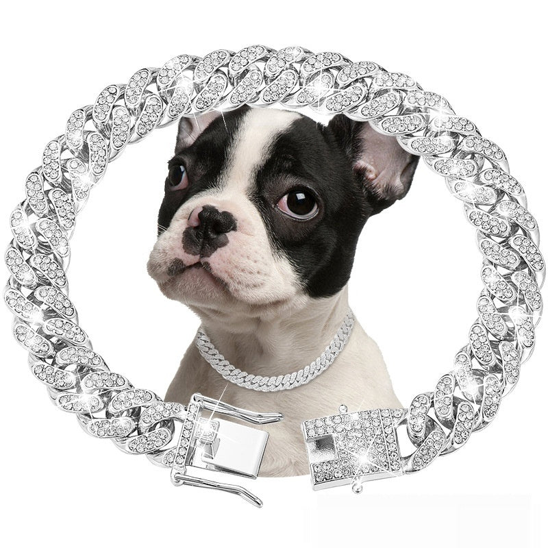JMT-660874 Geometric Pet Necklace with Diamond Accents in Gold, Silver, and Rose Gold for Dogs and Cats