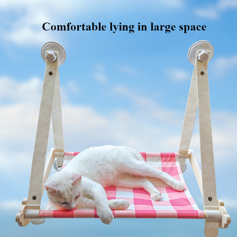 JMT-661066 Durable Wooden Cat Window Hammock with Stable Suction Cups for Comfort and Relaxation
