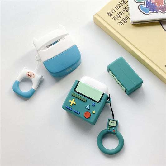 JMT-661386 Adventure Time Silicone Case for AirPods – Soft Protective Shell with Lanyard