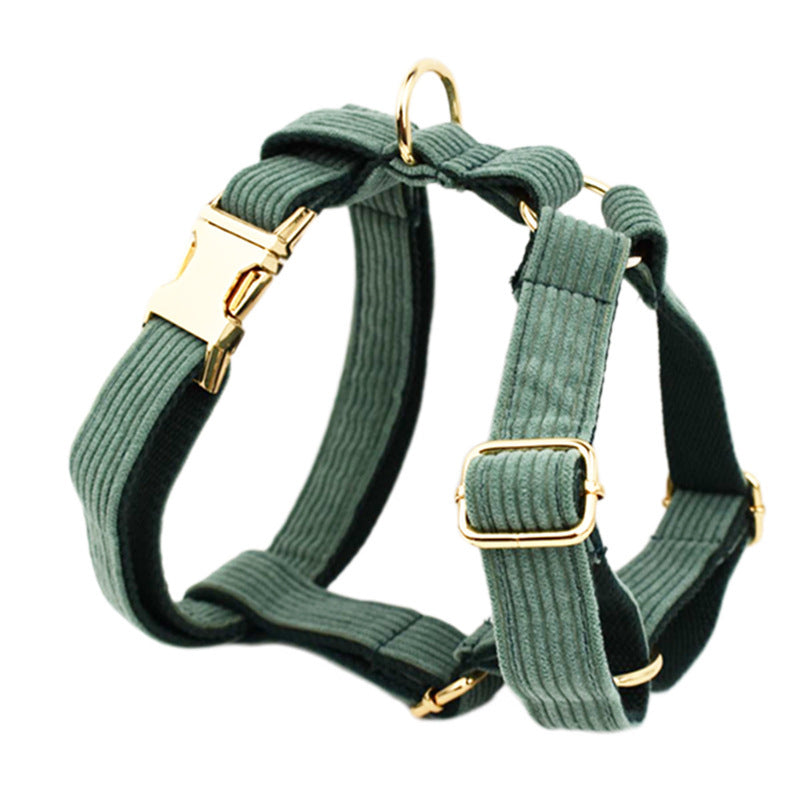 JMT-661386 Velvet Fabric Dog Collar Set with Adjustable Harness, Leash, Bow Knot, Flower, and Poop Bag