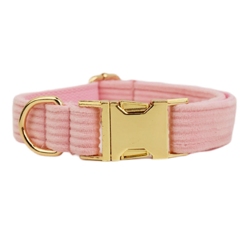 JMT-661386 Velvet Fabric Dog Collar Set with Adjustable Harness, Leash, Bow Knot, Flower, and Poop Bag