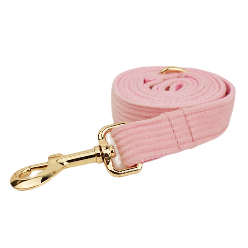 JMT-661386 Velvet Fabric Dog Collar Set with Adjustable Harness, Leash, Bow Knot, Flower, and Poop Bag