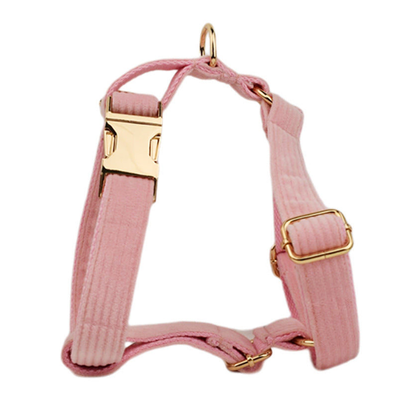 JMT-661386 Velvet Fabric Dog Collar Set with Adjustable Harness, Leash, Bow Knot, Flower, and Poop Bag