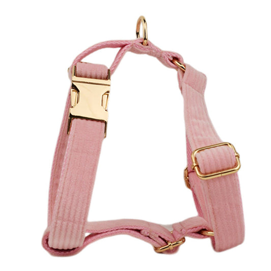 JMT-661386 Velvet Fabric Dog Collar Set with Adjustable Harness, Leash, Bow Knot, Flower, and Poop Bag