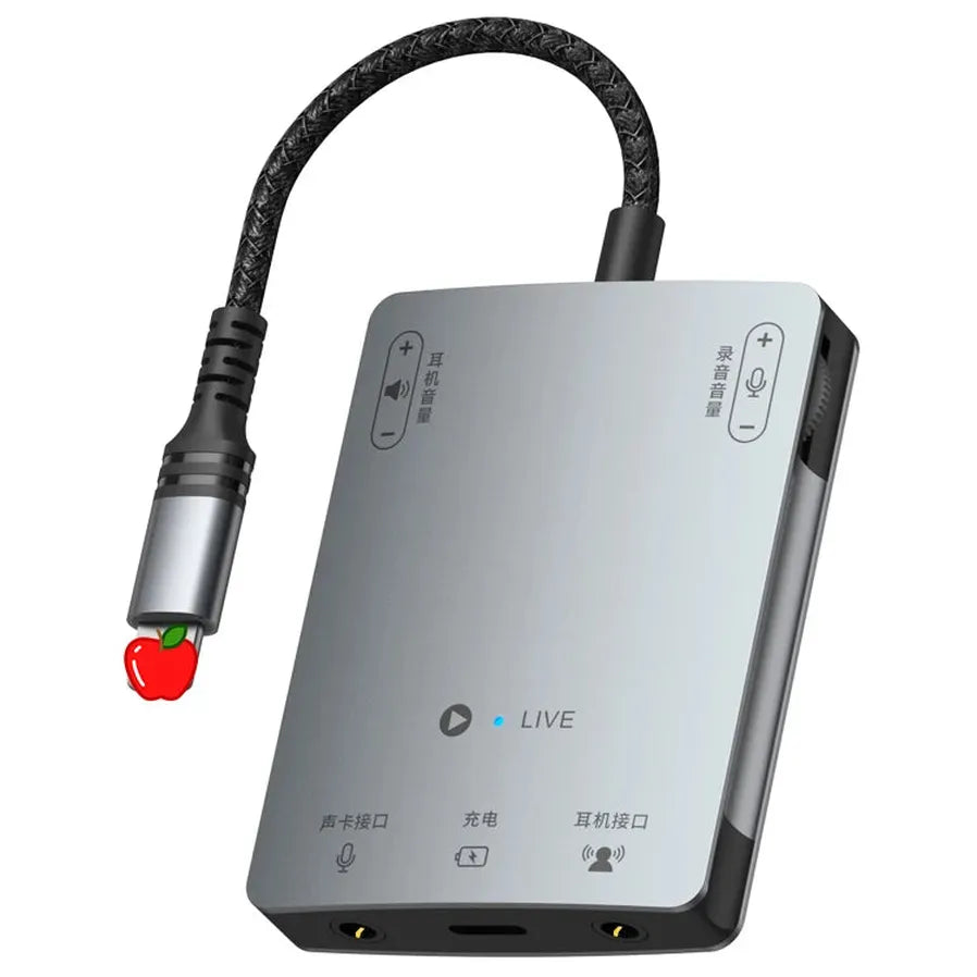 JMT-661706 8-Pin Stereo Live Sound Card Audio Converter with 3.5mm Interface for iPhone and Android Headphones