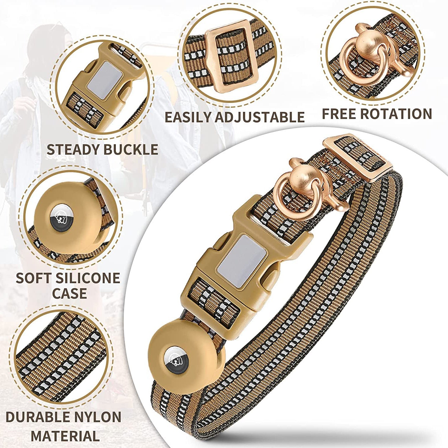 JMT-661706 Silicone Anti-Lost Dog Collar with Adjustable Fit and Multiple Color Options