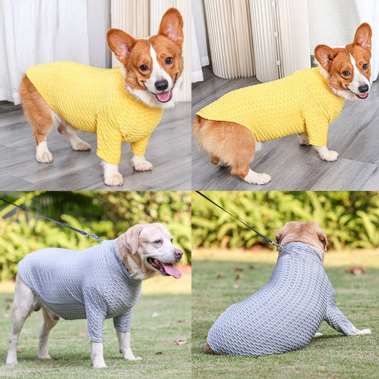 JMT-661834 High Neck Slim Fit T-Shirt for Pets – Super Elastic Autumn Winter Apparel in Gray and Yellow