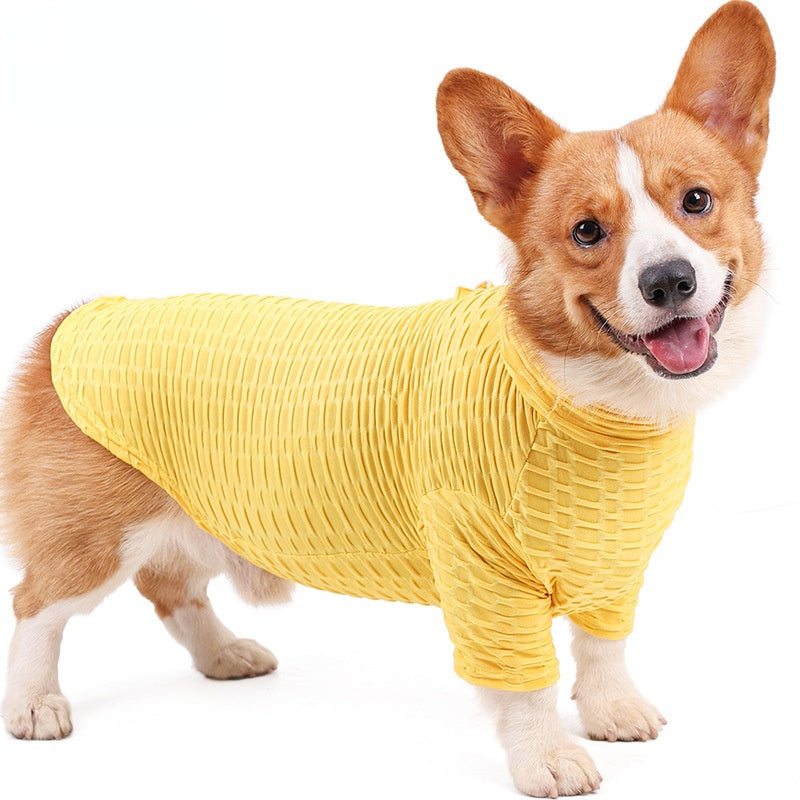JMT-661834 High Neck Slim Fit T-Shirt for Pets – Super Elastic Autumn Winter Apparel in Gray and Yellow