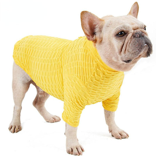 JMT-661834 High Neck Slim Fit T-Shirt for Pets – Super Elastic Autumn Winter Apparel in Gray and Yellow