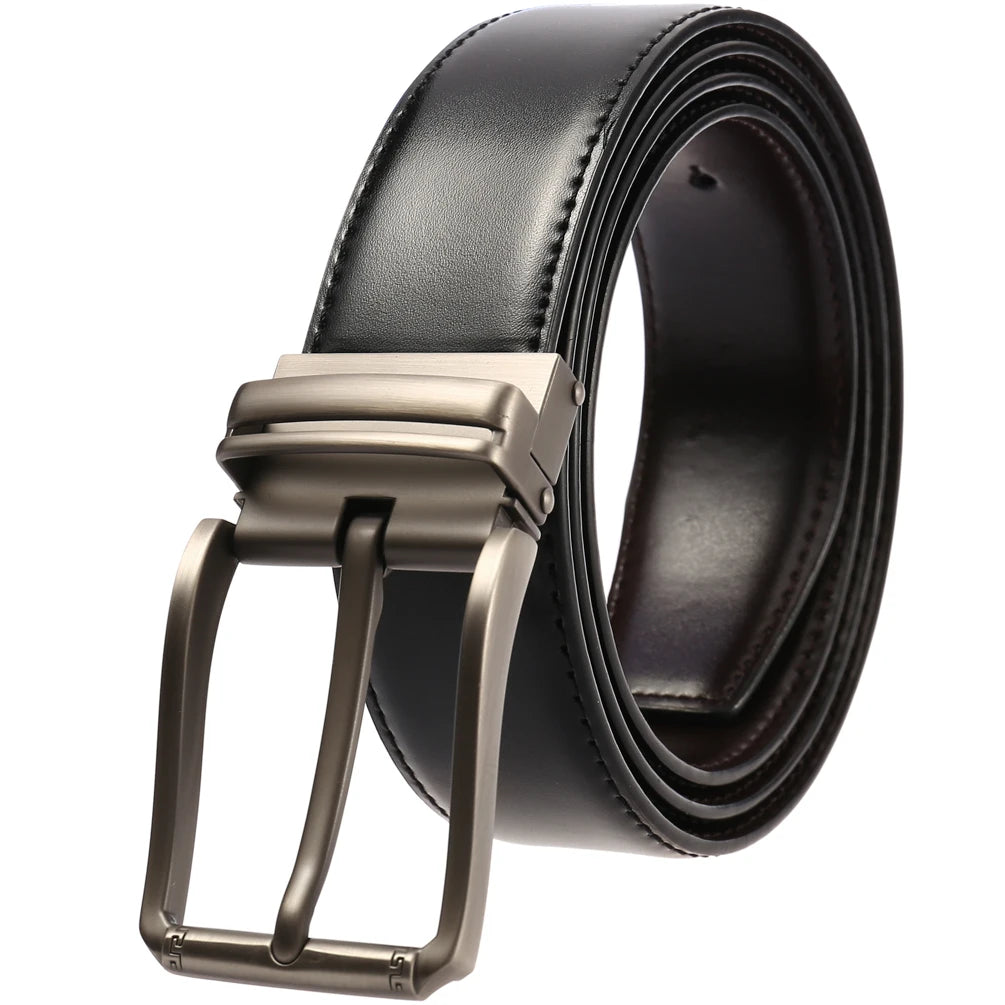 JMT-661962 Genuine Leather Casual Pin Buckle Belt for Men - Model LY35-3872-1