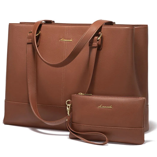 JMT-662026 Women's 15.6 Inch PU Leather Laptop Tote Bag – Versatile Briefcase for Office and Casual Use