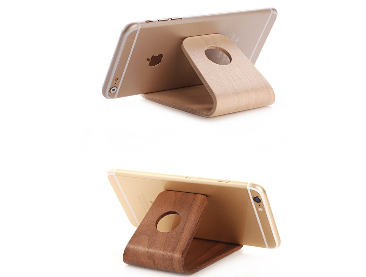 JMT-662218 Wooden Phone Stand for iPhone - Walnut & White Maple Compatibility
