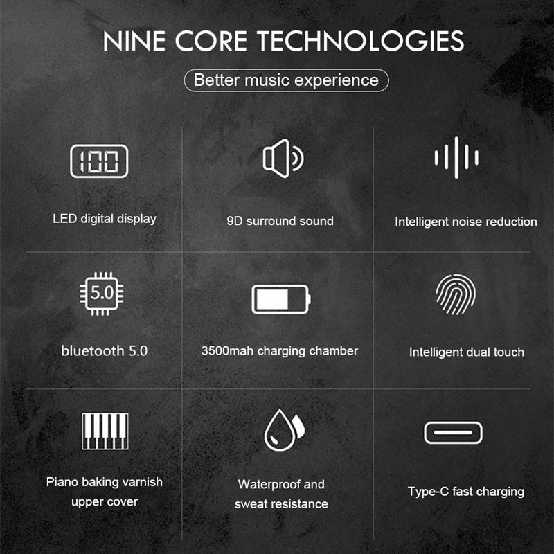 JMT-662346 Wireless Bluetooth 5.0 Headset with Charging Case and Noise Cancellation