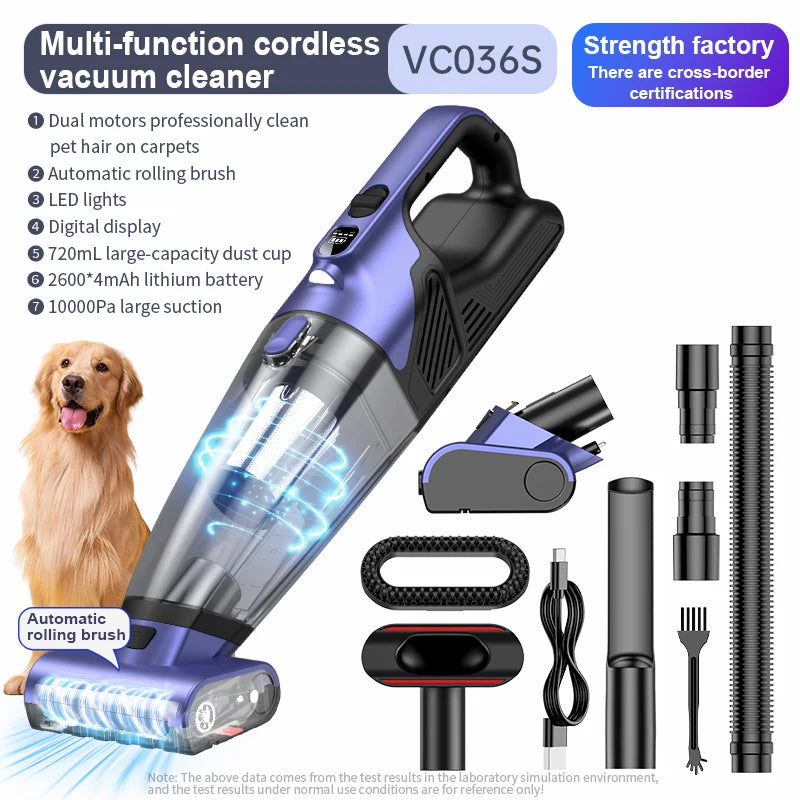 JMT-662666 Dual Motor Wireless Portable Vacuum Cleaner for Cars and Pet Hair Removal