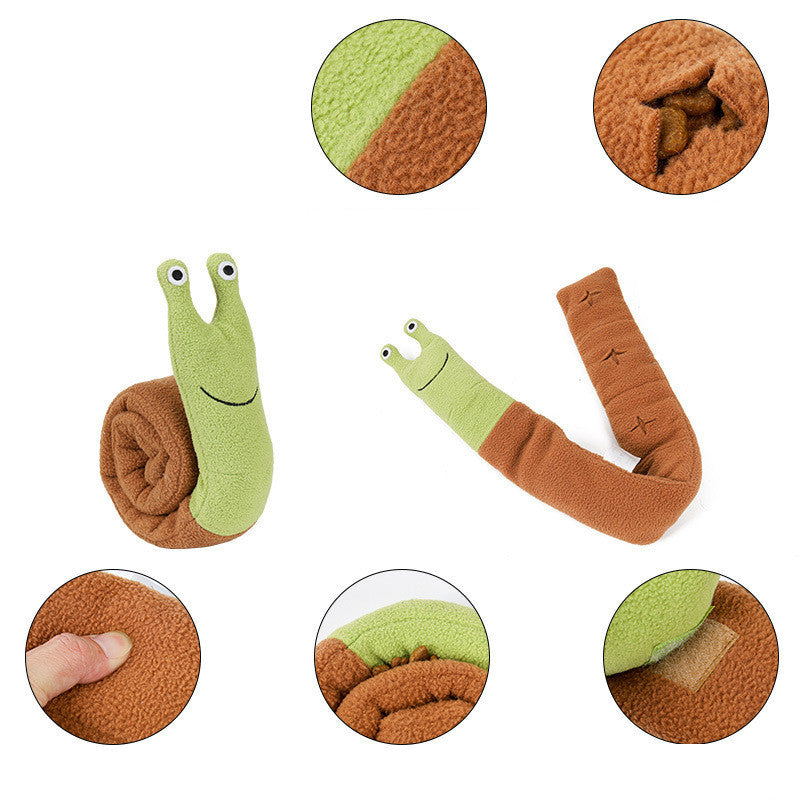 JMT-663178 Interactive Snail Snuffle Toy for Dogs - Soft Fleece Treat Hiding Puzzle for Small Pets