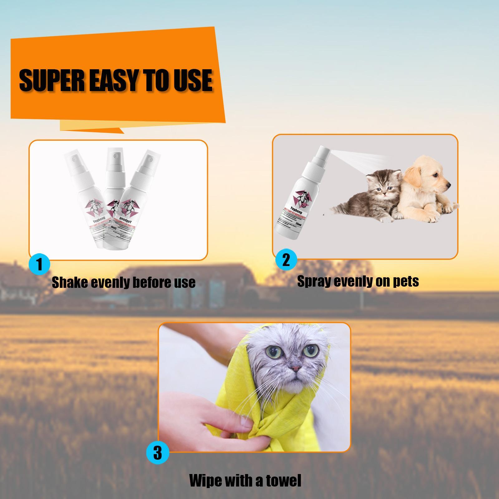 JMT-663434 Pet Deworming and Flea & Tick Itching Relief Spray for Cats and Dogs
