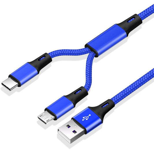 JMT-663690 Triple Connector Charging Cable with Micro USB and Type-C - 1.2m Durable Nylon Braided Wire