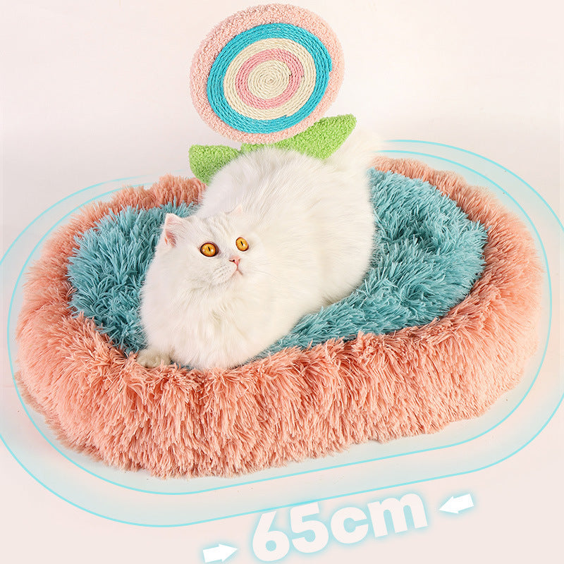 JMT-663818 Plush Cat Nest Bed for Deep Sleep, Washable and Disassemblable Winter Cozy Lollipop Design