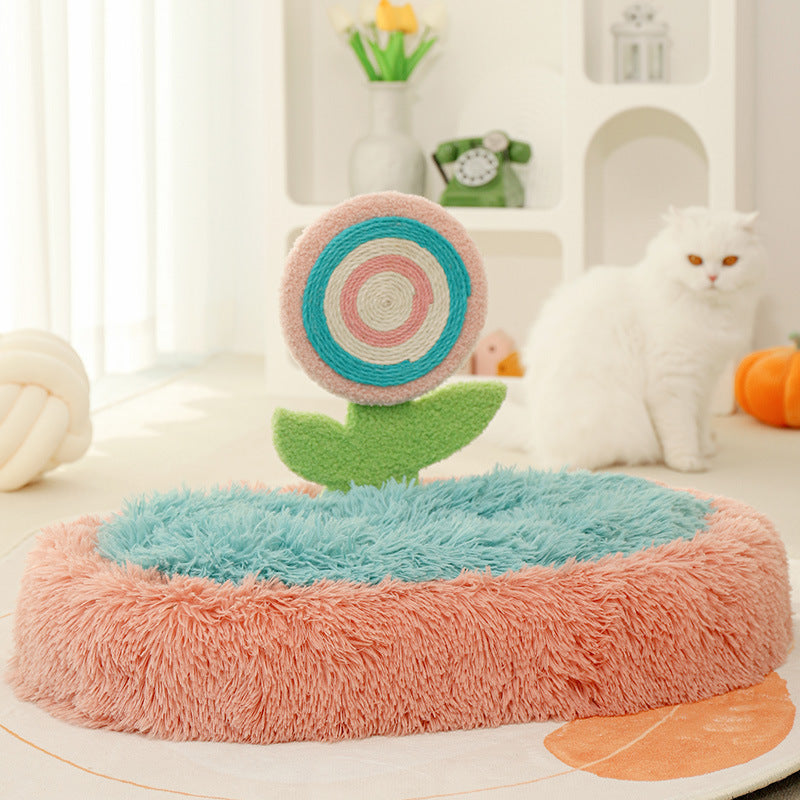 JMT-663818 Plush Cat Nest Bed for Deep Sleep, Washable and Disassemblable Winter Cozy Lollipop Design