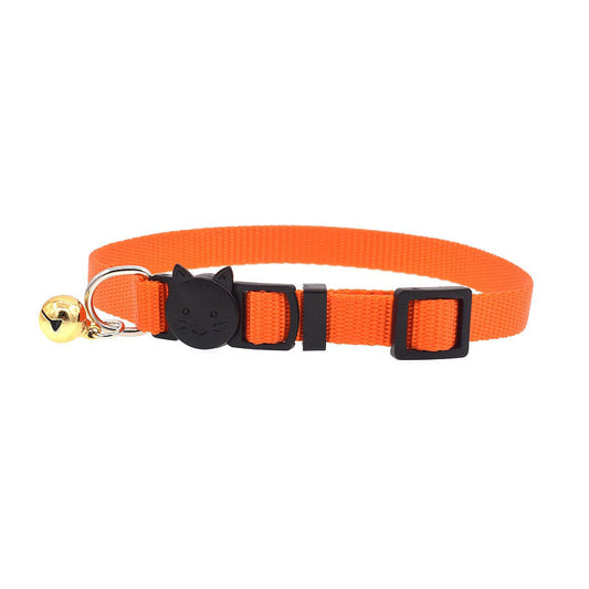 JMT-664010 Solid Color Nylon Cat Bell Collar for Small to Medium Pets - Adjustable Neck Size 20-34cm, Available in Multiple Colors