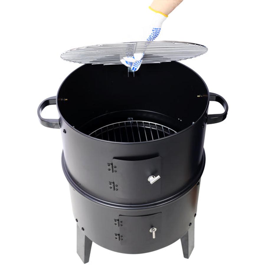 JMT-664394 16 Inch Portable Charcoal Smoked Grill – Ideal Vertical Smoker for Outdoor Cooking and Camping