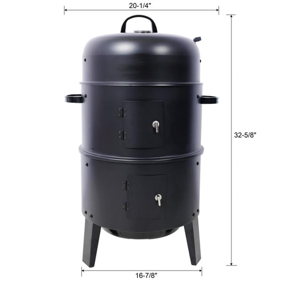 JMT-664394 16 Inch Portable Charcoal Smoked Grill – Ideal Vertical Smoker for Outdoor Cooking and Camping
