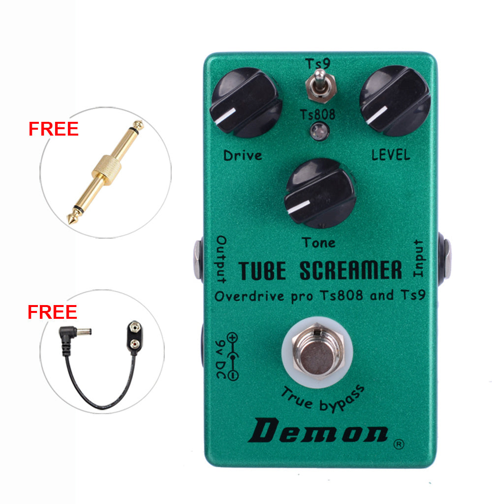 JMT-664522 Green Tube Screamer Guitar Effects Pedal with TS9/TS808 Modes, Volume, Tone, and Drive Controls