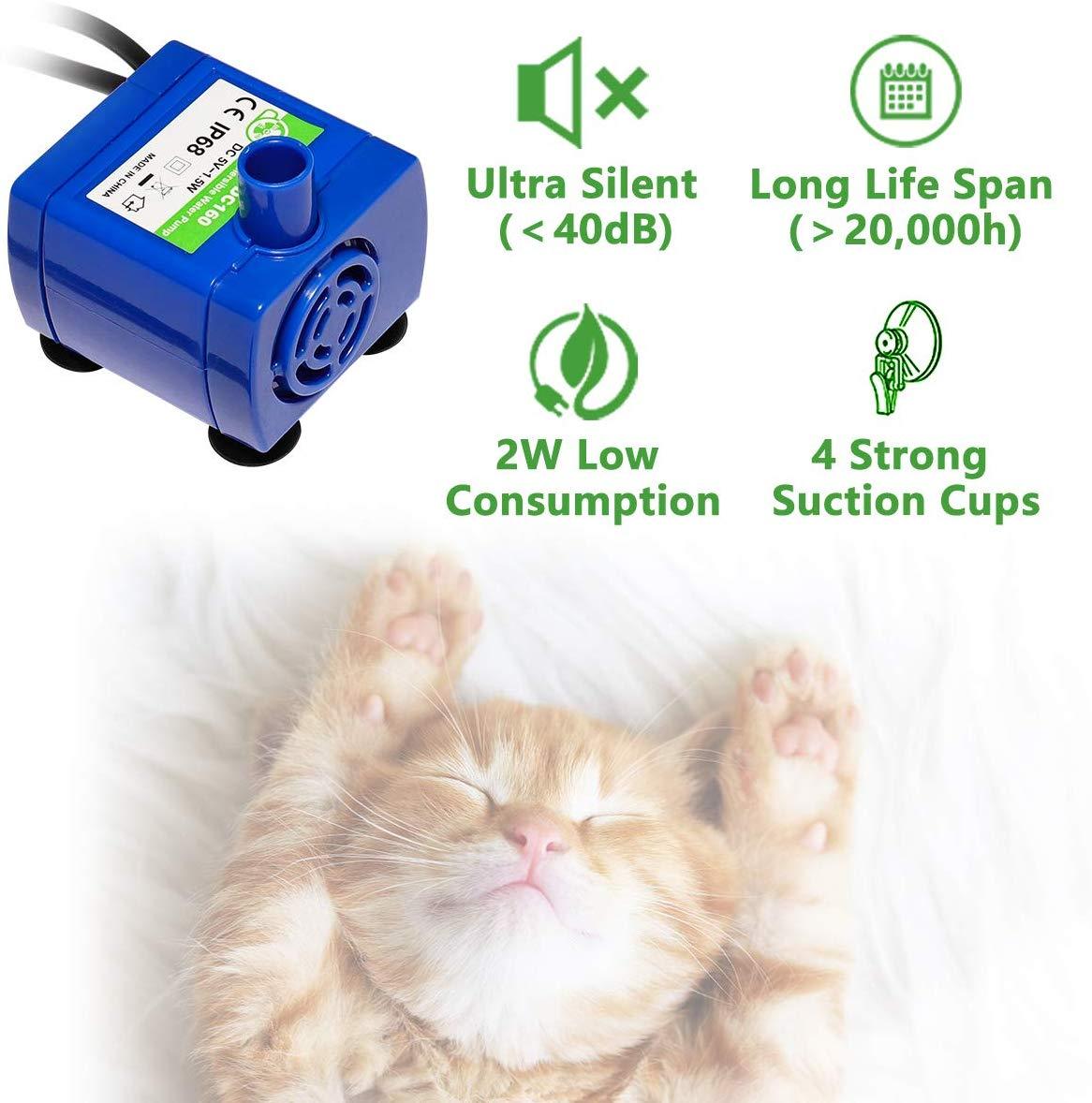 JMT-664586 USB-Powered LED Cat Water Dispenser Pump with Automatic Shut-Off and Quiet Operation