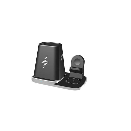 JMT-664842 Four-in-One Wireless Charger for Smartwatch and Headset - Deep Black - Model P9X-S, Compatible with Various Devices, Fast Charging up to 10W