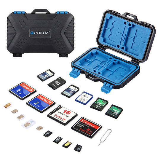 JMT-665034 Waterproof Memory Card Storage Case with Ergonomic Design, Holds 4CF + 8SD + 9TF + SIM Cards - Lightweight & Travel-Friendly