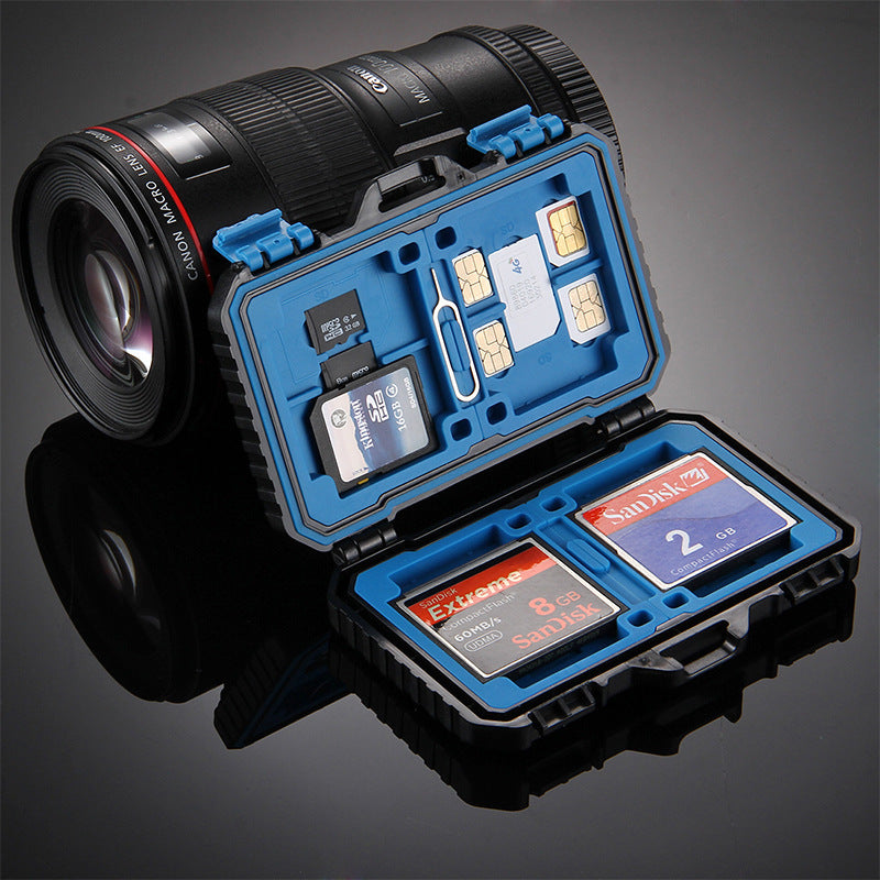JMT-665034 Waterproof Memory Card Storage Case with Ergonomic Design, Holds 4CF + 8SD + 9TF + SIM Cards - Lightweight & Travel-Friendly