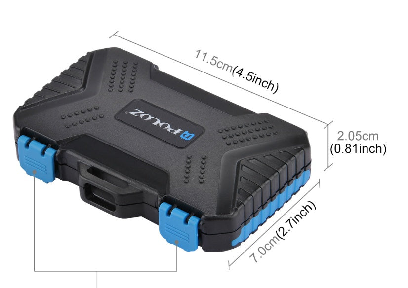 JMT-665034 Waterproof Memory Card Storage Case with Ergonomic Design, Holds 4CF + 8SD + 9TF + SIM Cards - Lightweight & Travel-Friendly