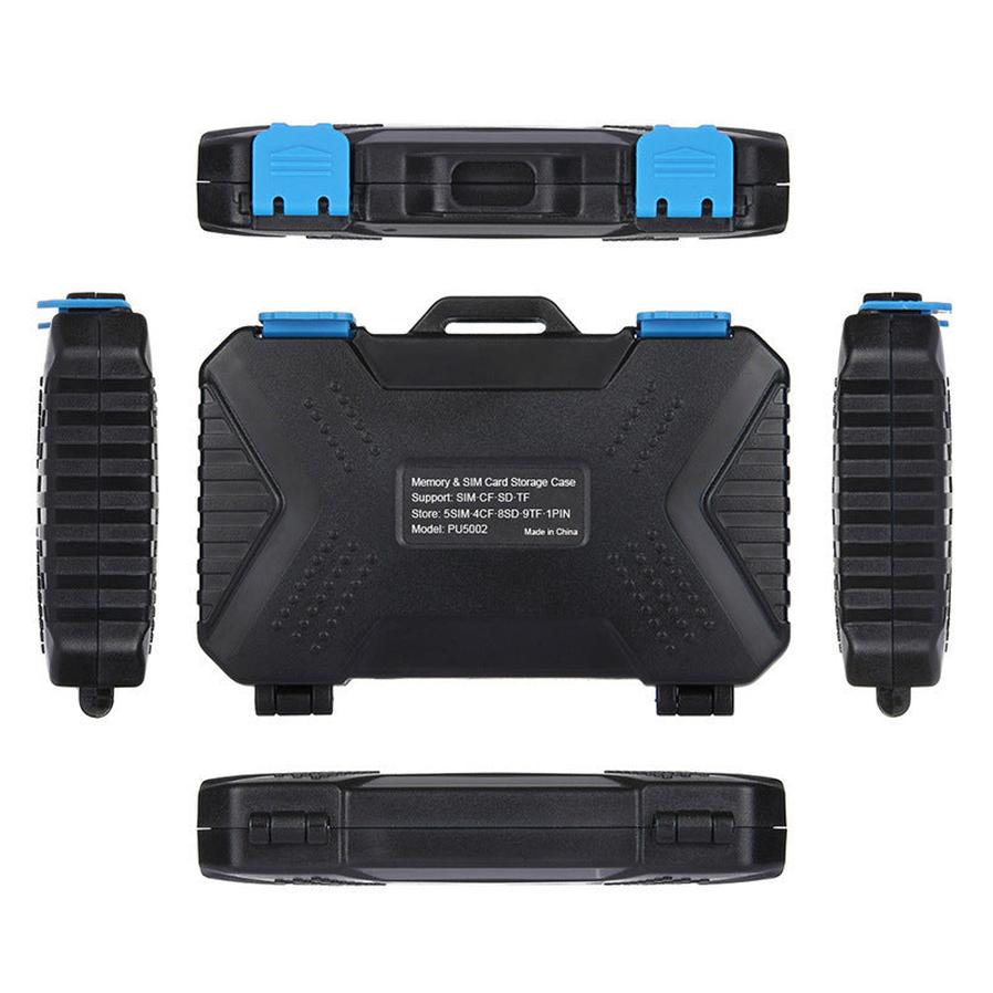 JMT-665034 Waterproof Memory Card Storage Case with Ergonomic Design, Holds 4CF + 8SD + 9TF + SIM Cards - Lightweight & Travel-Friendly