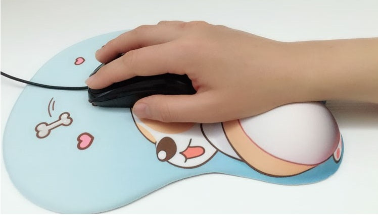 JMT-665290 Cartoon Dog Print Mouse Pad with Silicone Wrist Support for Comfort