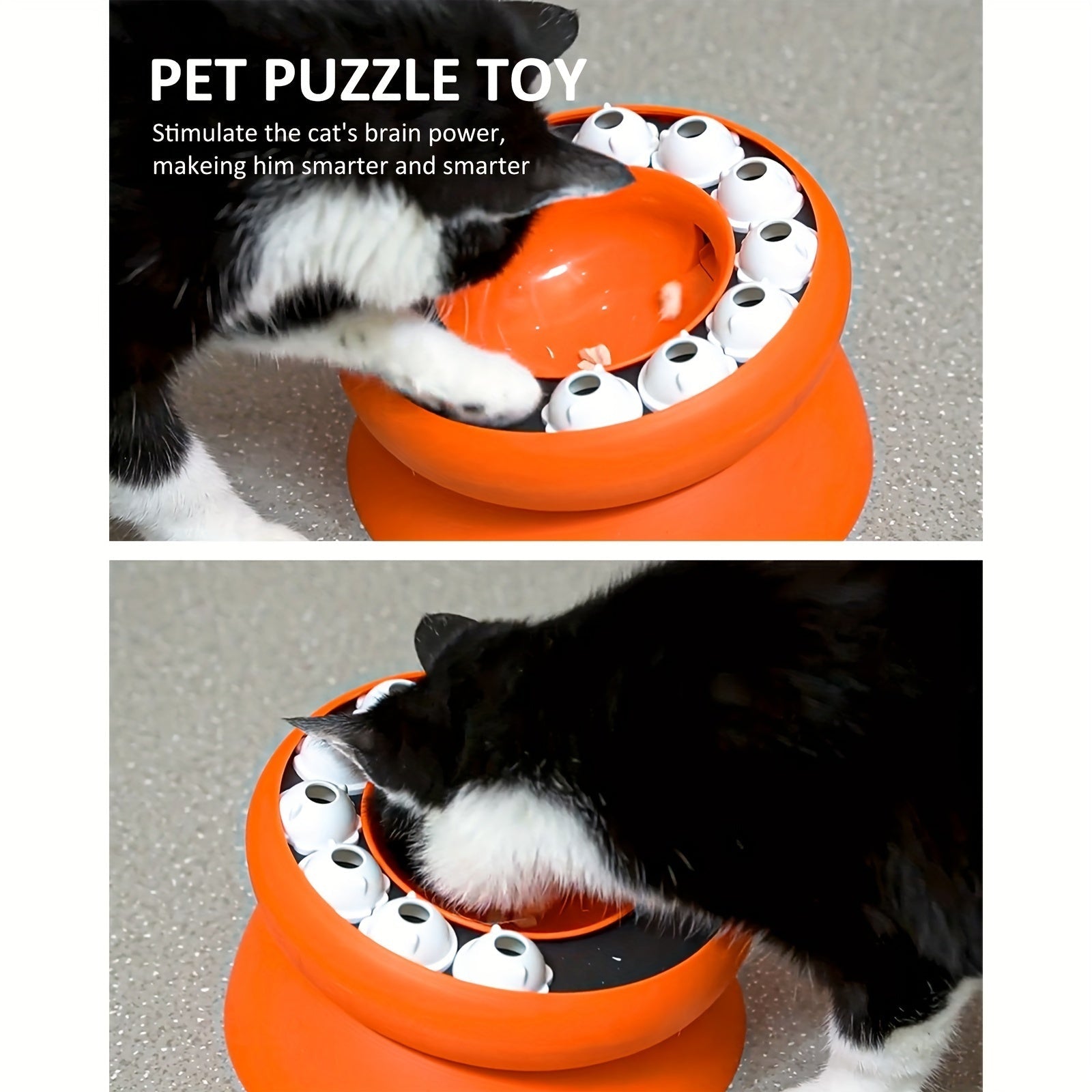 JMT-665482 Interactive Cat Puzzle Toy - Educational Slow Feeder and Dry Food Dispenser for Enrichment and Fun