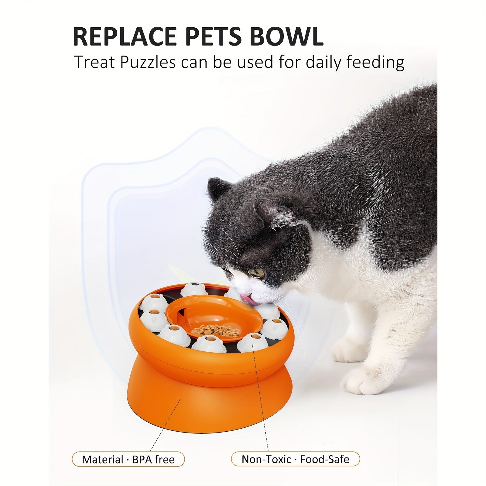JMT-665482 Interactive Cat Puzzle Toy - Educational Slow Feeder and Dry Food Dispenser for Enrichment and Fun