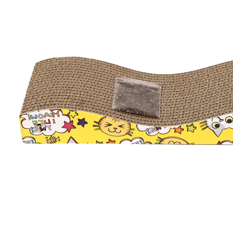 JMT-665674 Wave Corrugated Paper Cat Scratcher - Earthy Brown Cat Toy, 45*12.5*5cm