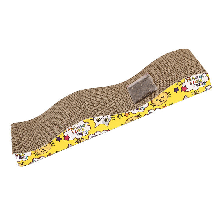 JMT-665674 Wave Corrugated Paper Cat Scratcher - Earthy Brown Cat Toy, 45*12.5*5cm