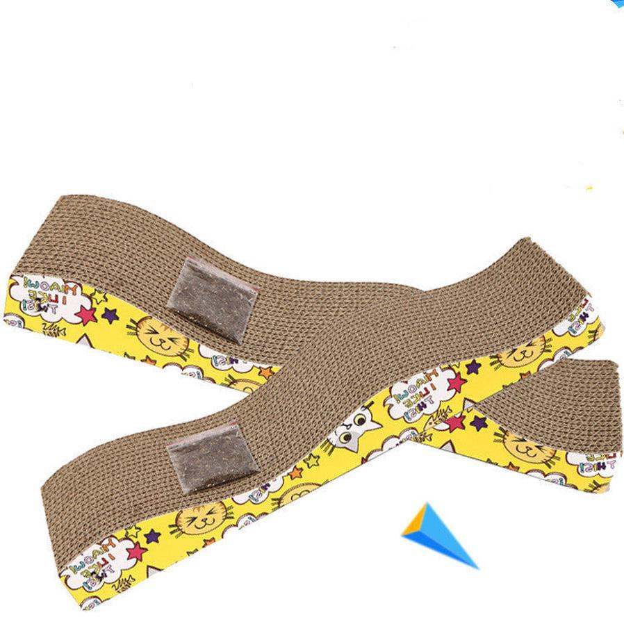 JMT-665674 Wave Corrugated Paper Cat Scratcher - Earthy Brown Cat Toy, 45*12.5*5cm
