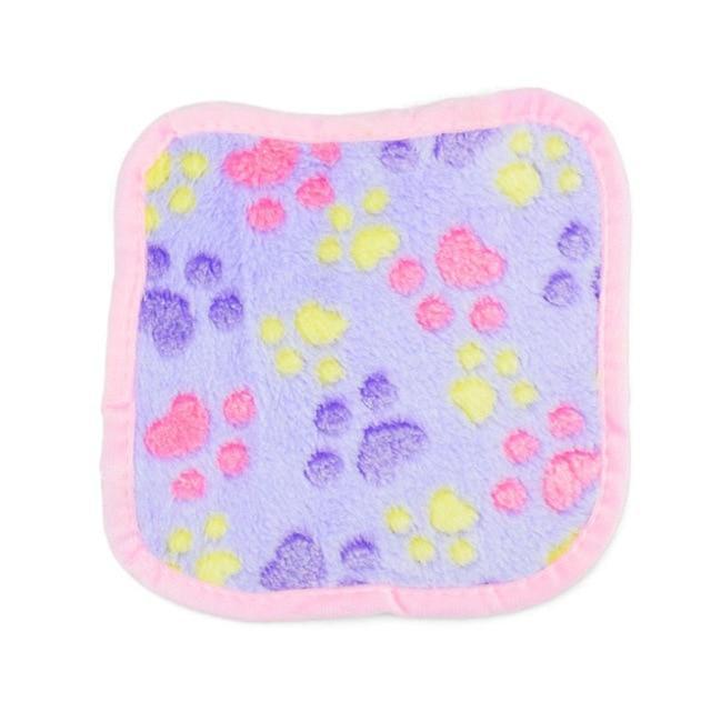 JMT-666122 Cozy Coral Velvet Pet Blanket – Pink, Light Yellow, Brown, and Purple – 20cm x 20cm