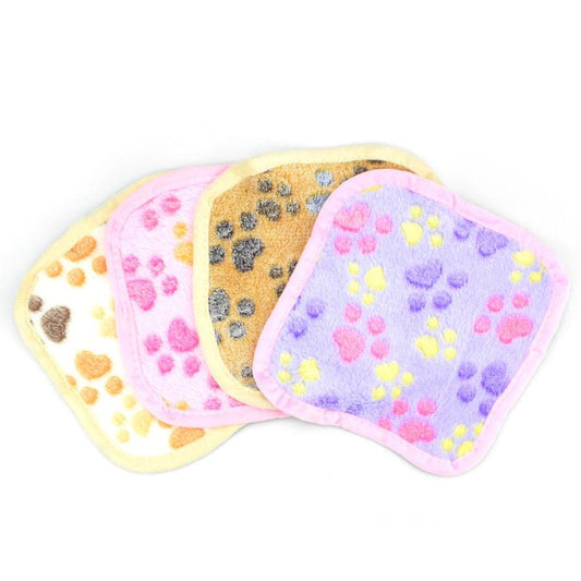 JMT-666122 Cozy Coral Velvet Pet Blanket – Pink, Light Yellow, Brown, and Purple – 20cm x 20cm