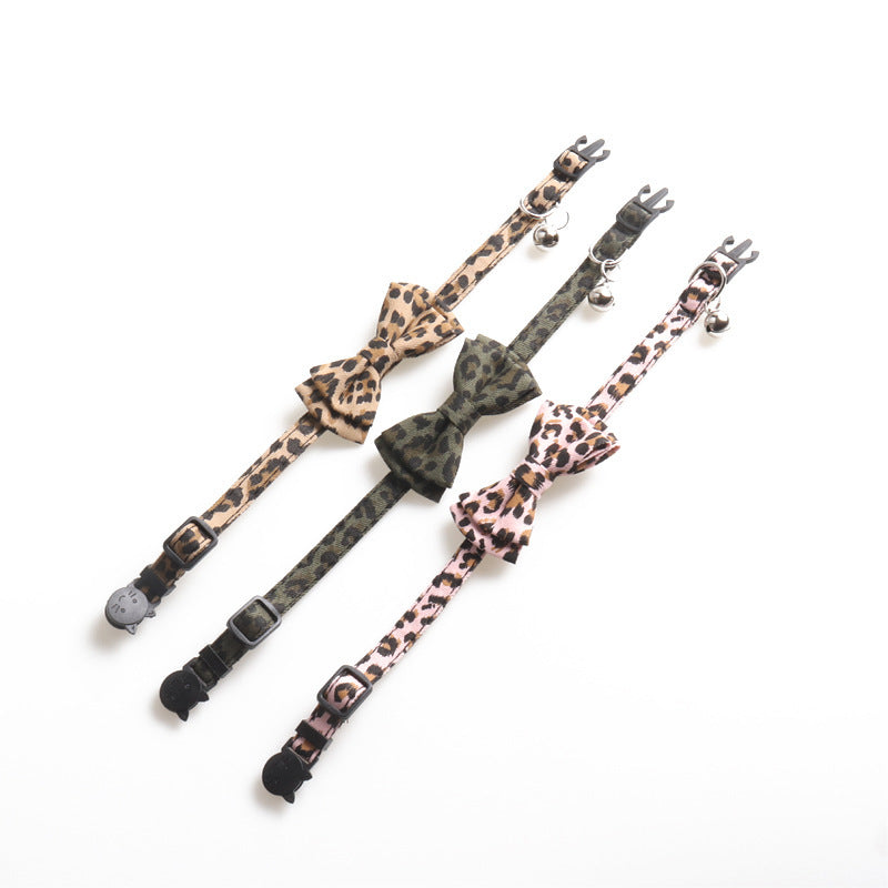 JMT-666314 Leopard Print Cat Collar with Bell in Multiple Color Options