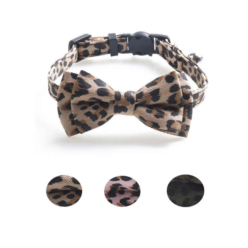 JMT-666314 Leopard Print Cat Collar with Bell in Multiple Color Options