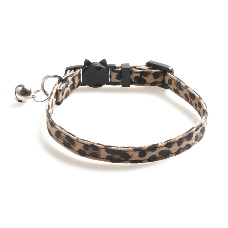 JMT-666314 Leopard Print Cat Collar with Bell in Multiple Color Options