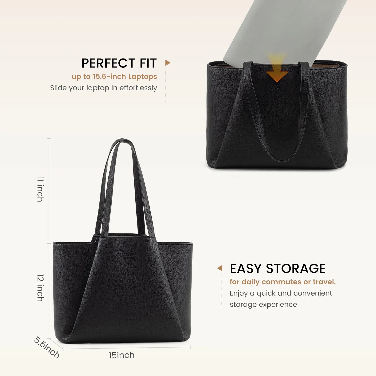 JMT-666634 Luxury Leather Crossbody Tote Bag for Women - Versatile Laptop Handbag