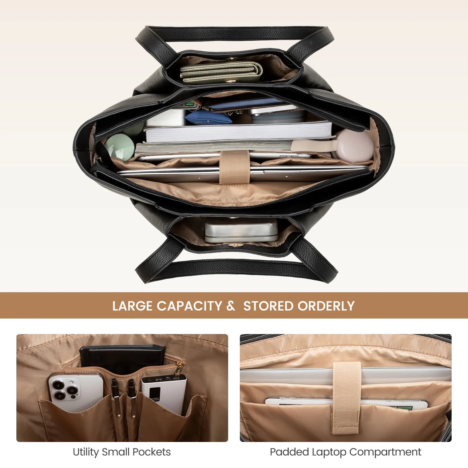 JMT-666634 Luxury Leather Crossbody Tote Bag for Women - Versatile Laptop Handbag