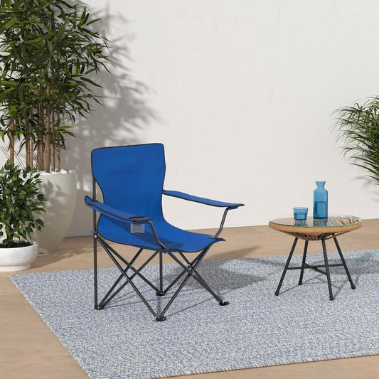 JMT-666698 Portable Blue Folding Beach and Camp Chair for Outdoor Relaxation