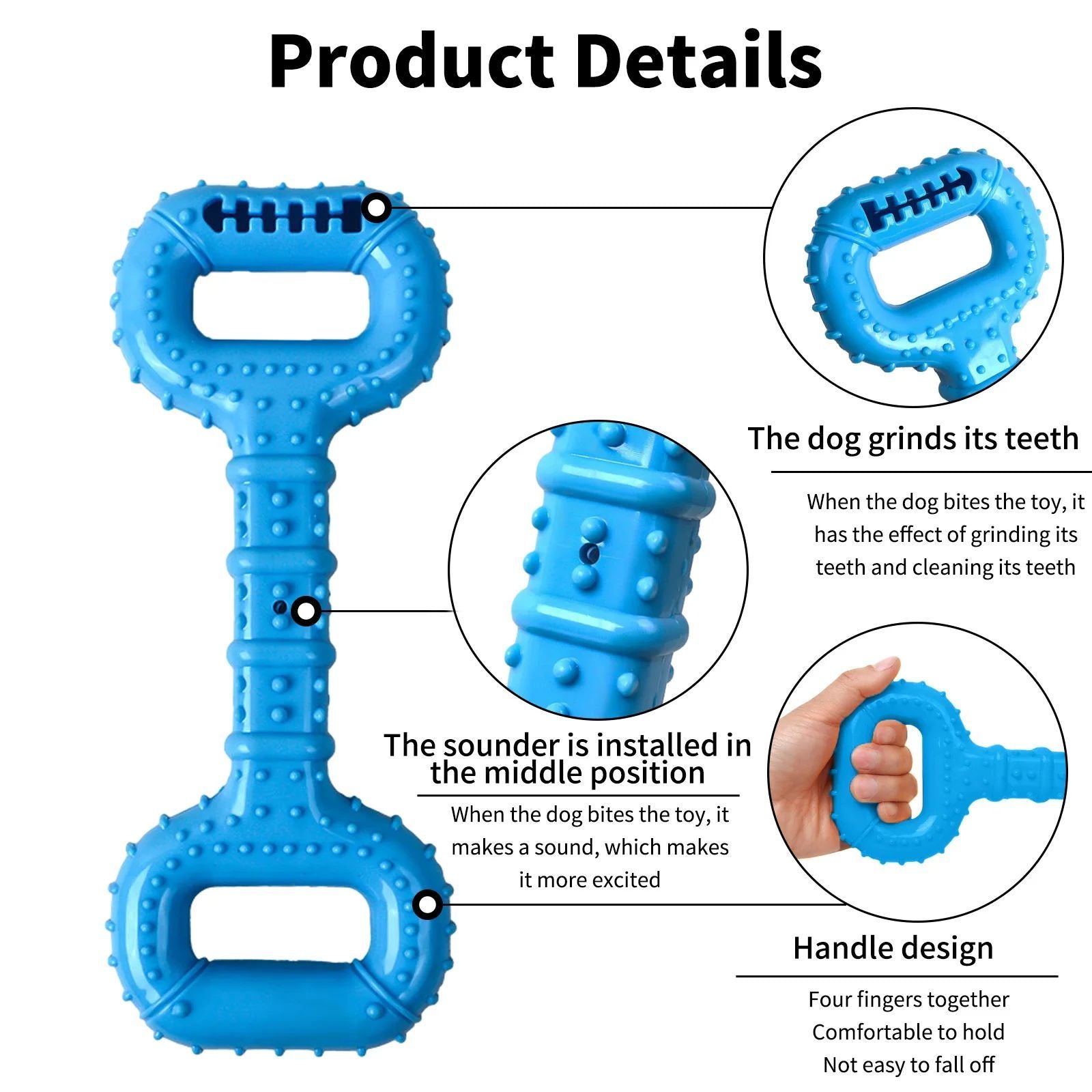 JMT-666954 Durable Interactive Dog Bone Chew Toy for Aggressive Chewers with Pull Band