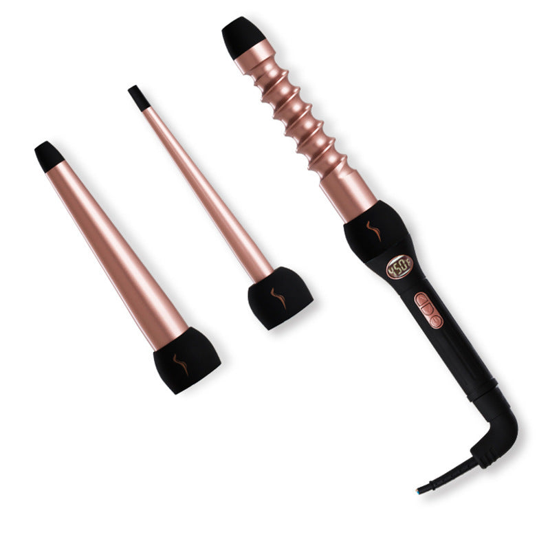 JMT-666954 Rose Gold Ceramic Curling Iron Set with Interchangeable Heads for Dry Hair, 21mm-30mm Diameter