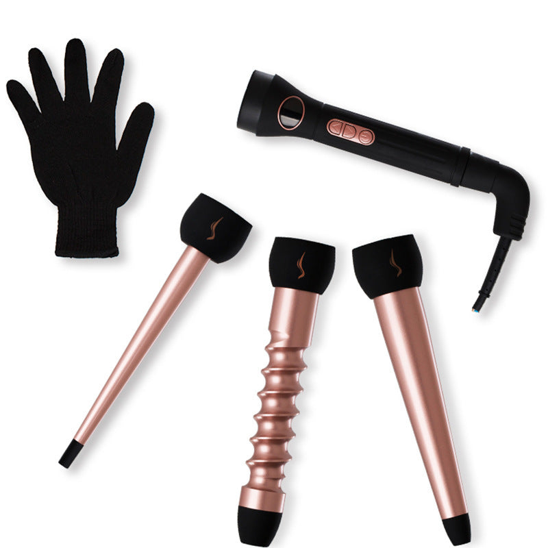 JMT-666954 Rose Gold Ceramic Curling Iron Set with Interchangeable Heads for Dry Hair, 21mm-30mm Diameter